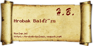 Hrobak Balázs névjegykártya